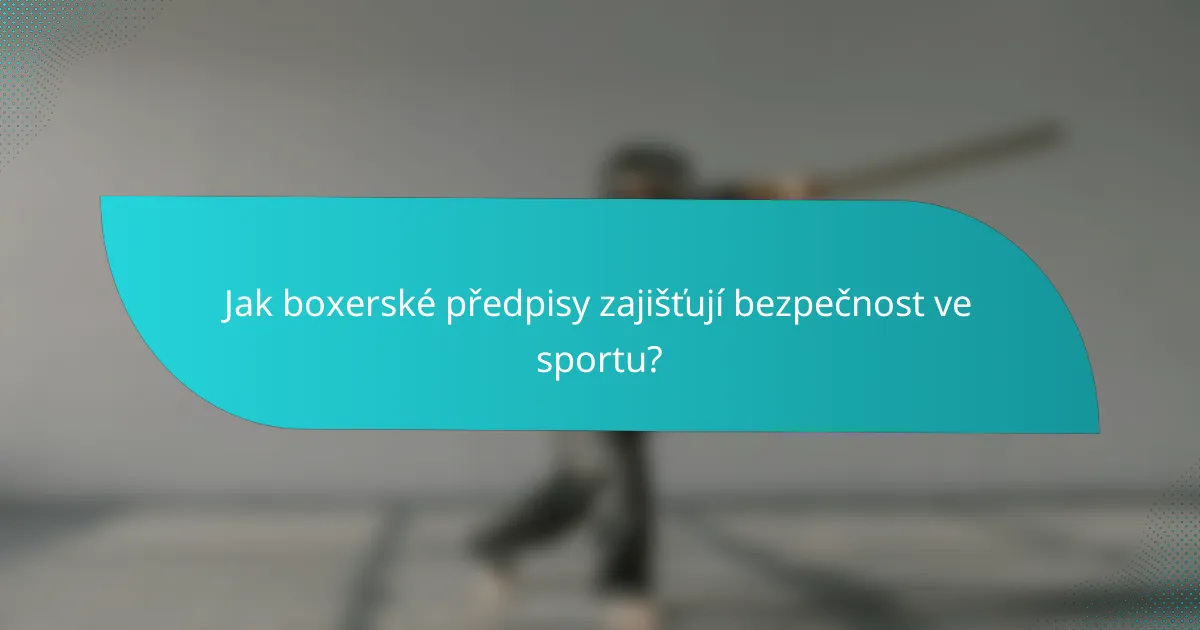 Jak boxerské předpisy zajišťují bezpečnost ve sportu?