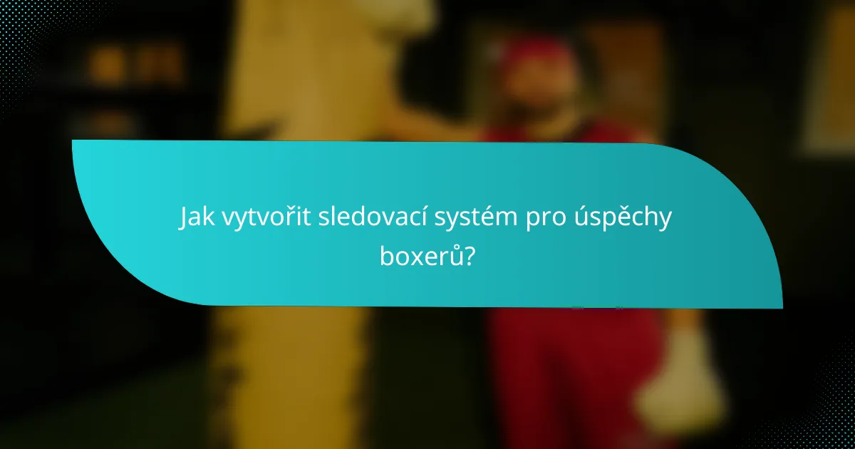 Jak vytvořit sledovací systém pro úspěchy boxerů?