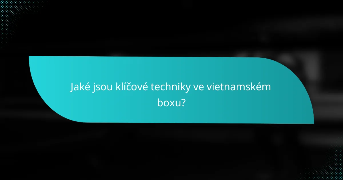 Jaké jsou klíčové techniky ve vietnamském boxu?