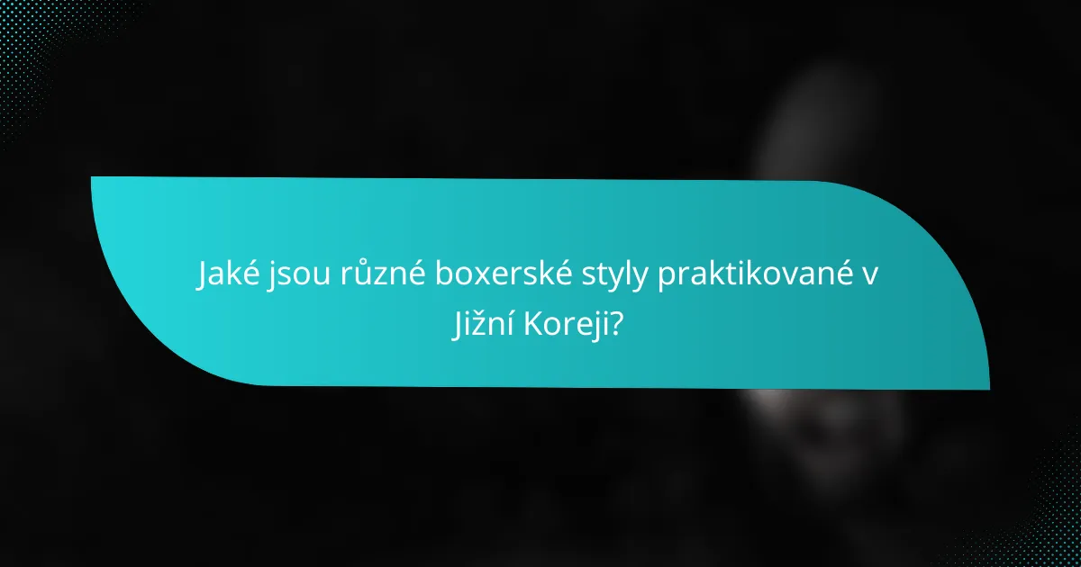 Jaké jsou různé boxerské styly praktikované v Jižní Koreji?