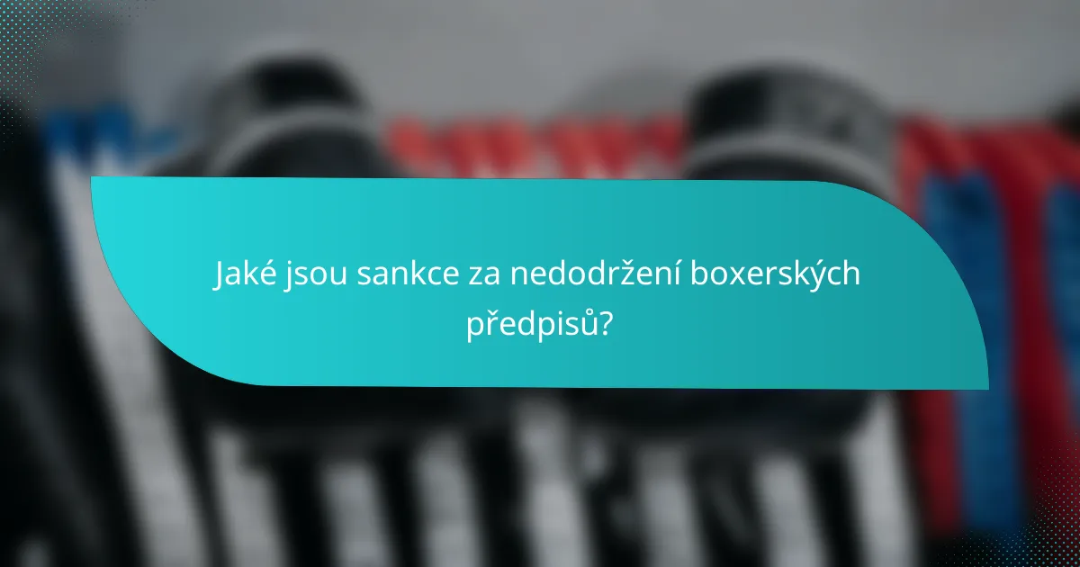 Jaké jsou sankce za nedodržení boxerských předpisů?