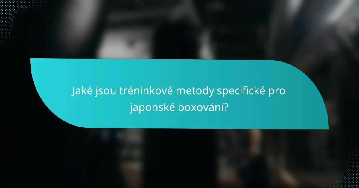 Jaké jsou tréninkové metody specifické pro japonské boxování?