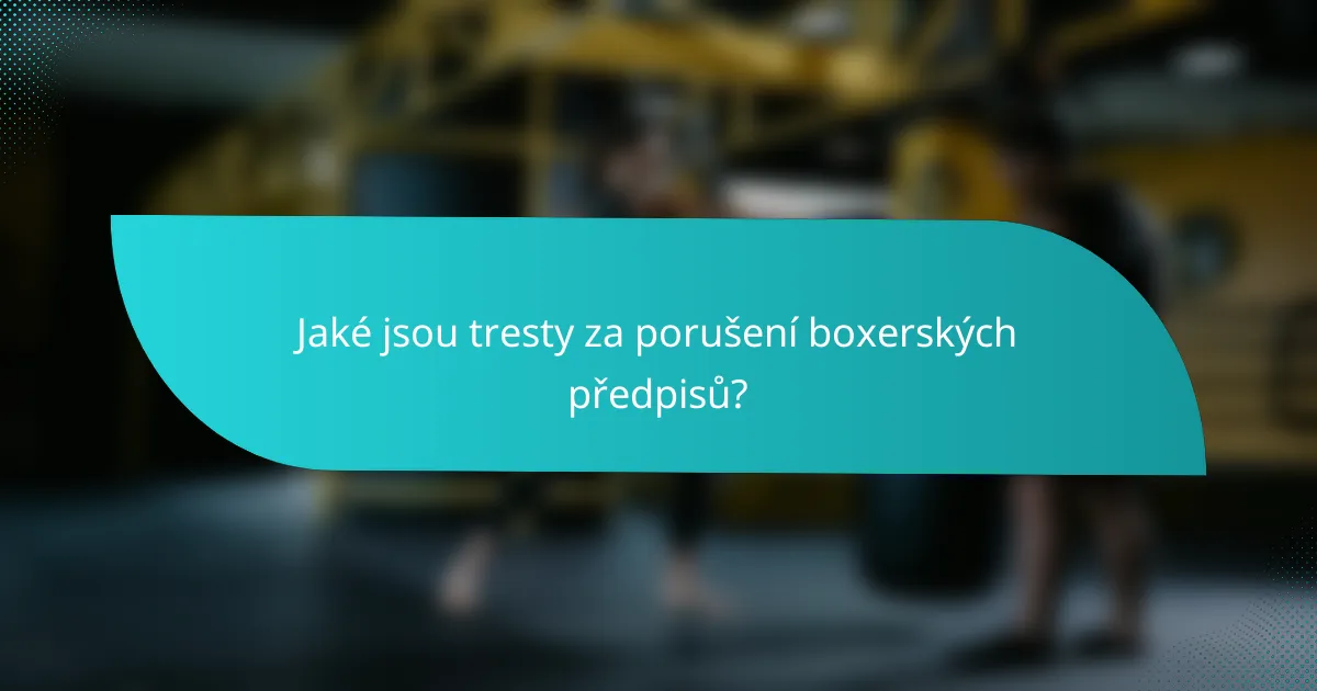 Jaké jsou tresty za porušení boxerských předpisů?