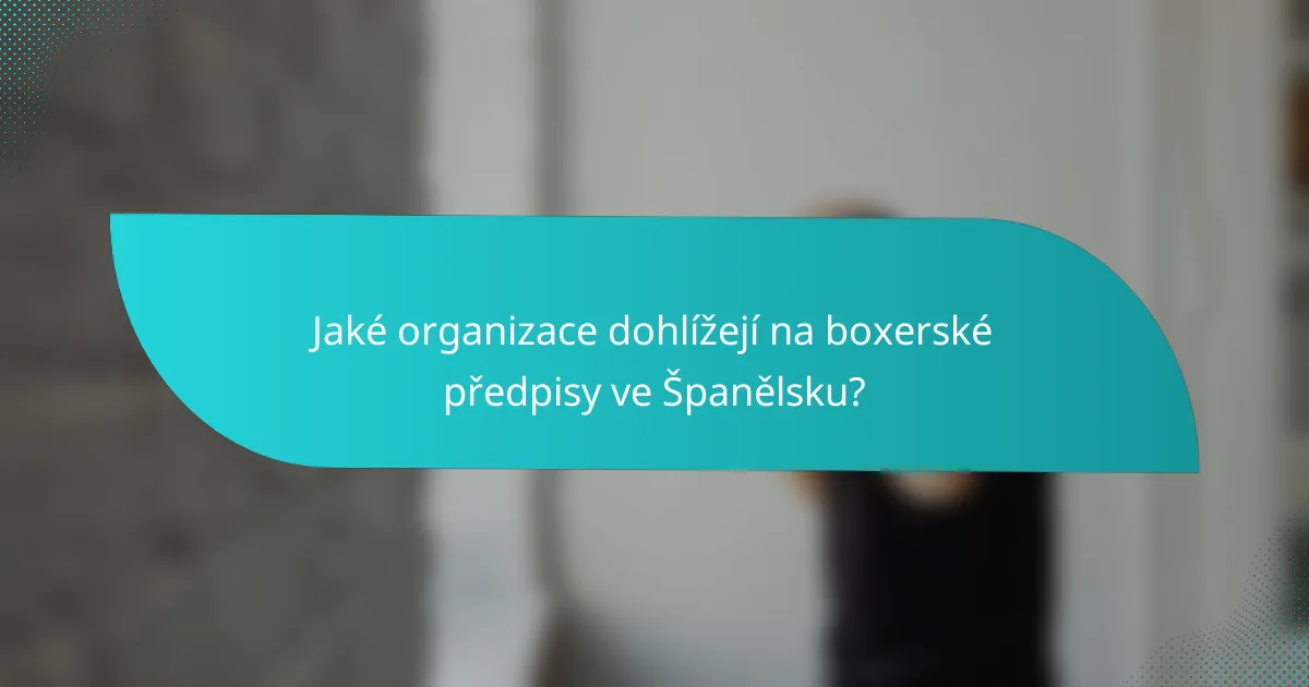 Jaké organizace dohlížejí na boxerské předpisy ve Španělsku?