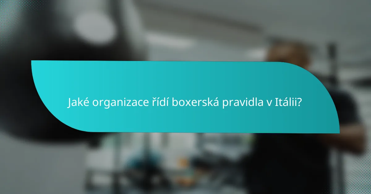Jaké organizace řídí boxerská pravidla v Itálii?