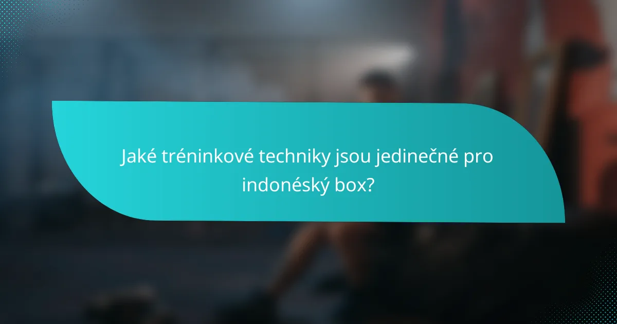 Jaké tréninkové techniky jsou jedinečné pro indonéský box?