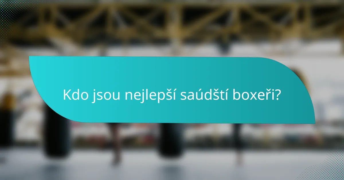 Kdo jsou nejlepší saúdští boxeři?